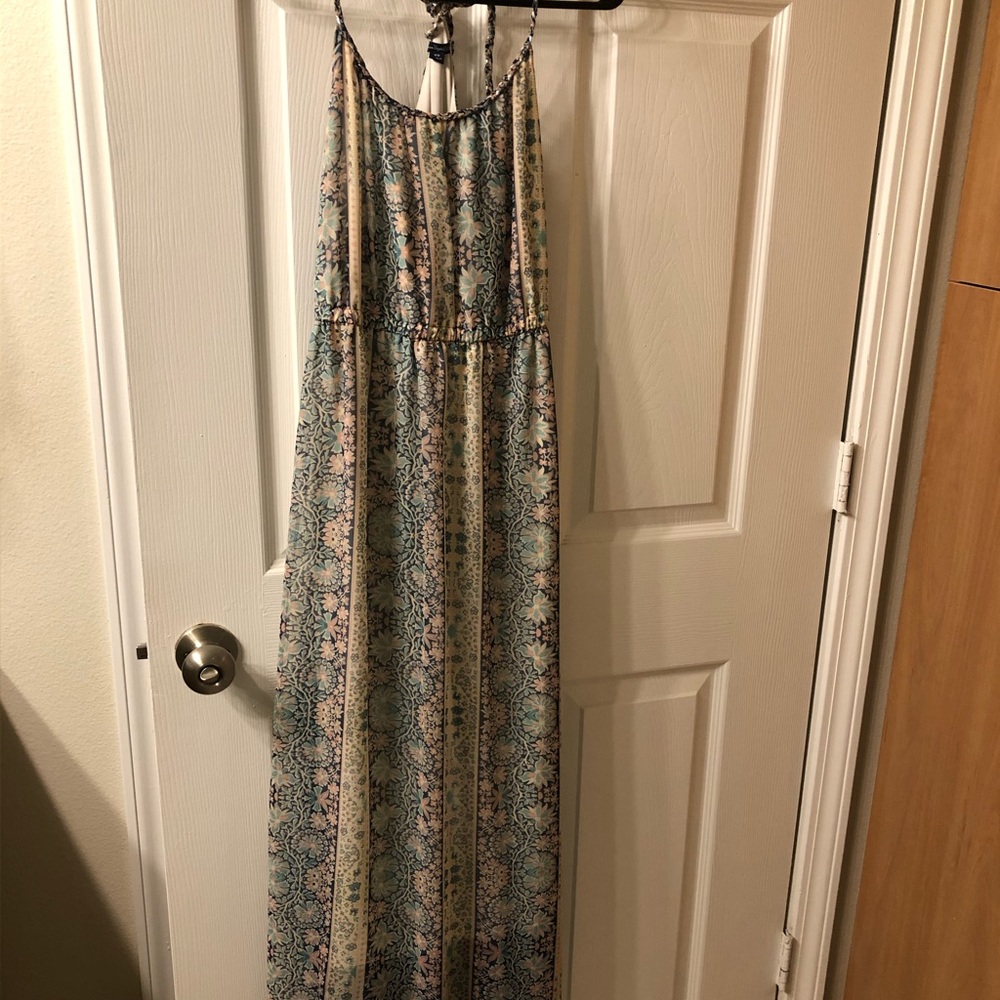 American Eagle Floral Maxi Dress with Tie Back